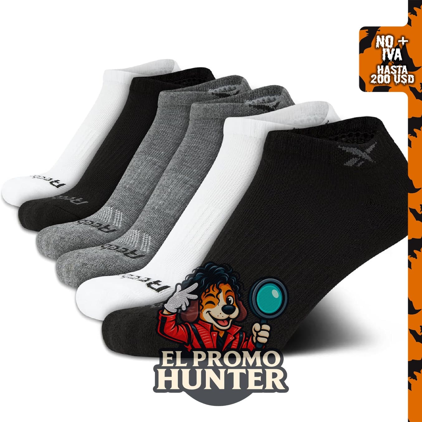 Reebok Calcetines de corte bajo para niños, paquete de 6 unidades.
