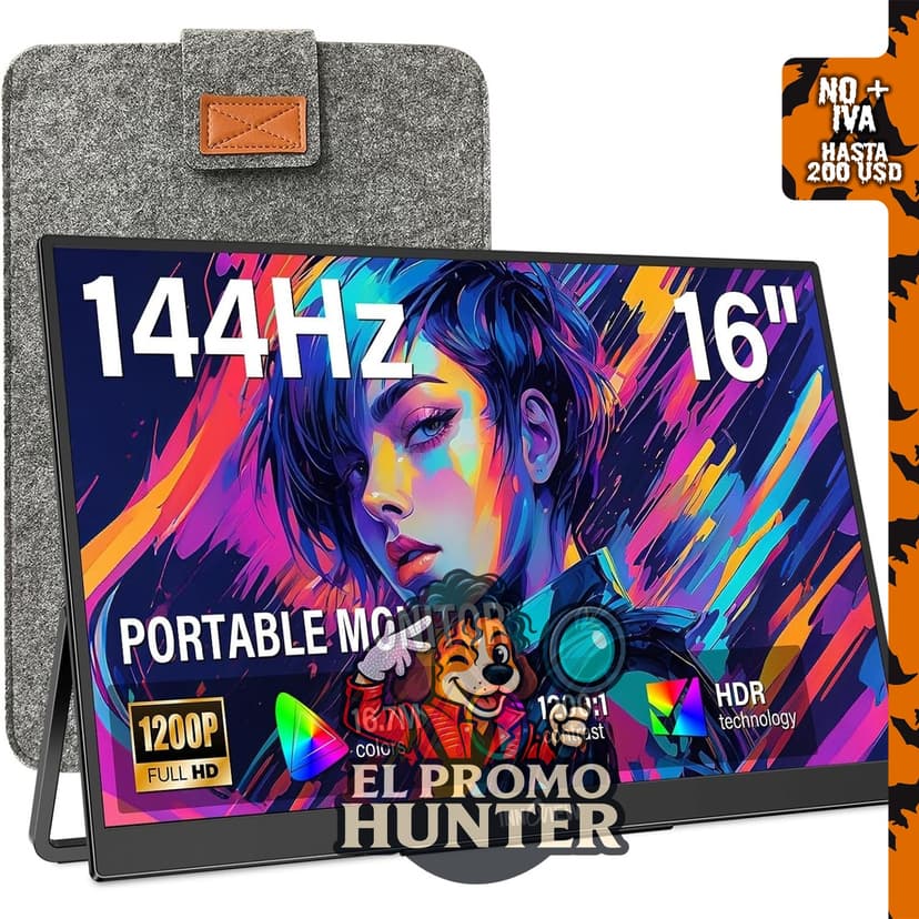 InnoView Monitor portátil de viaje de 16" (40.6 cm) USB-C 144Hz.