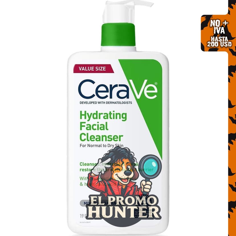 CeraVe Limpiador hidratante con ácido hialurónico, limpiador facial suave.