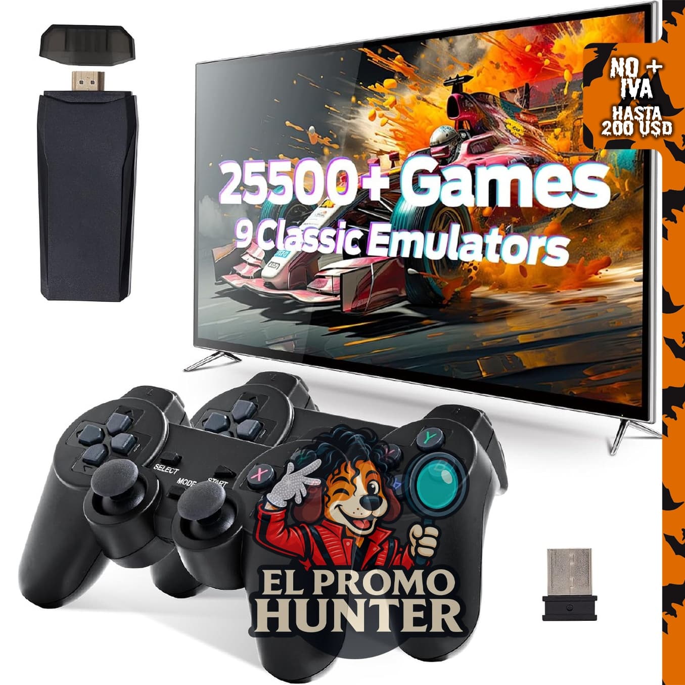 Consola de juegos TRLONGHHO, Plug & Play para TV, con más de 25500 juegos, salida 4K HD y controlador inalámbrico de 2.4 GHz.