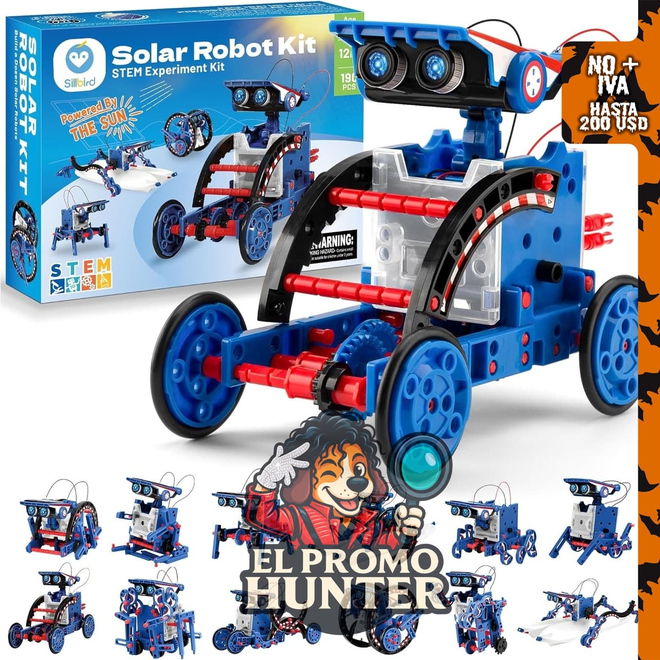 Sillbird Kit de construcción de robot solar STEM, incluye 12 modelos para ensamblar.