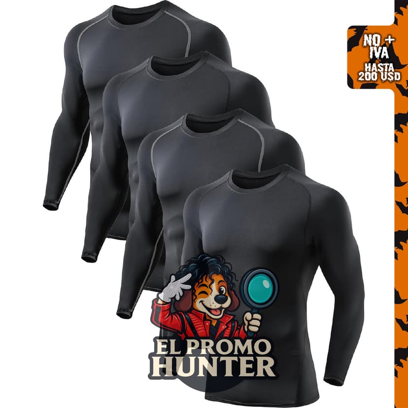 TELALEO Camiseta de compresión de manga larga para hombre.