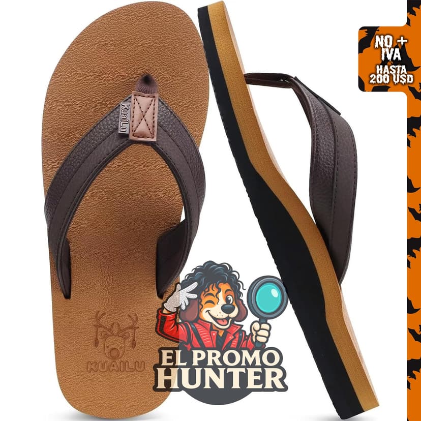 KuaiLu Sandalias de cuero para hombre con soporte para el arco y plantilla de yoga, antideslizantes.
