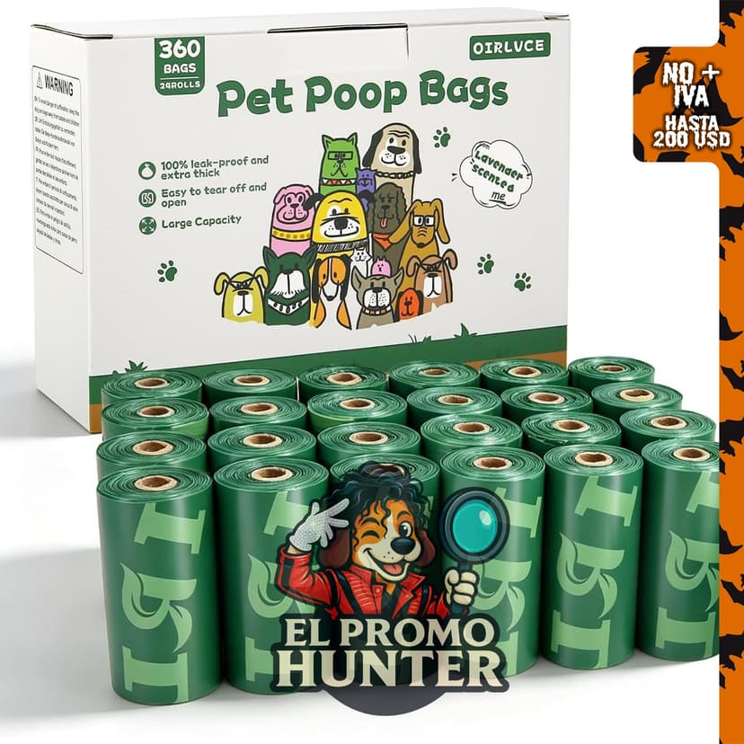 24Rolls 360 - Bolsas para excrementos de perro, a prueba de fugas.