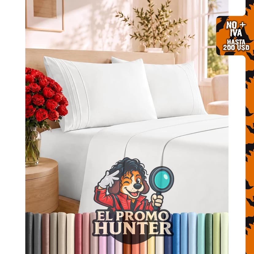Juego de sábanas de 4 piezas tamaño matrimonial, transpirables.