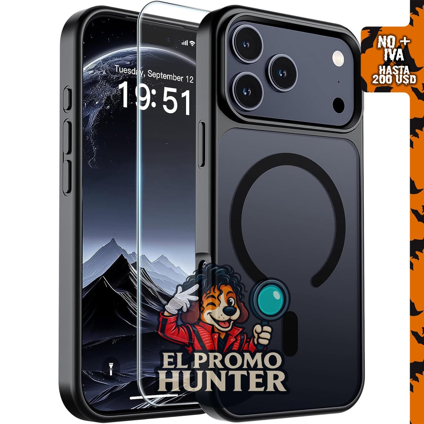 Funda magnética SUPFINE para iPhone 18 Pro Max y 17 Pro Max, color negro.