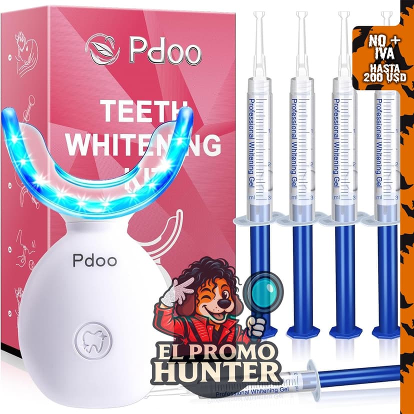 Kit de blanqueamiento dental con bandeja de luz LED.