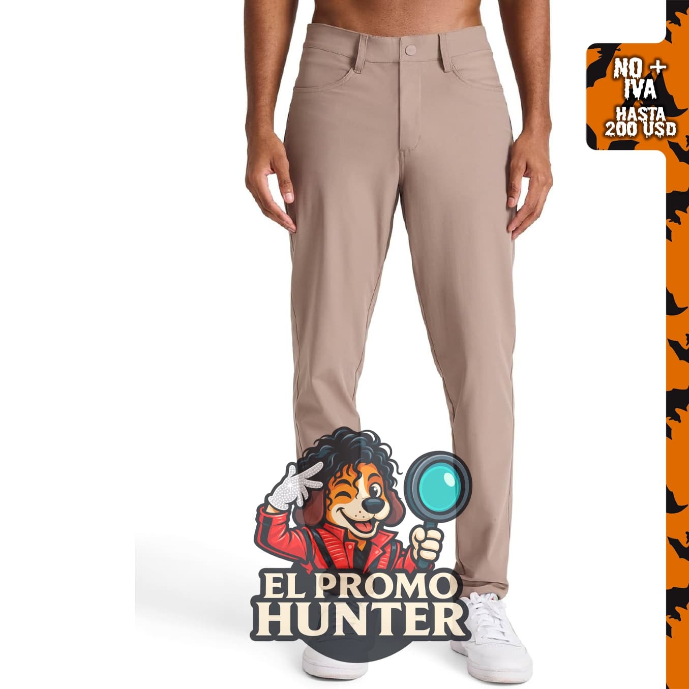Reebok Pantalones Voyager de 5 Bolsillos para Hombre, ajuste cónico delgado, tela ligera de poliéster de doble punto.