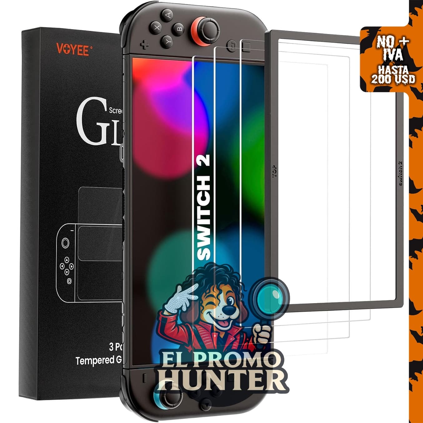 VOYEE Protector de pantalla para Nintendo Switch 2, vidrio templado de 7.9".