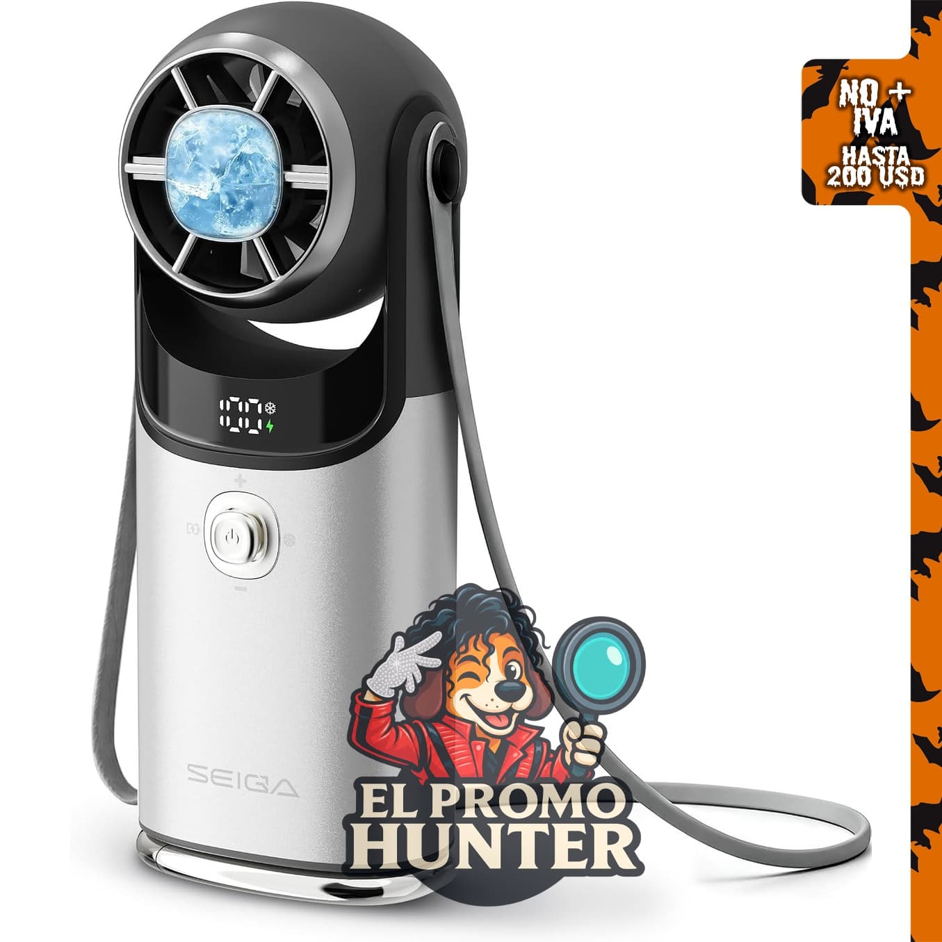 SEIGA Ventilador de mano con placa de enfriamiento, silencioso, 5200mAh.