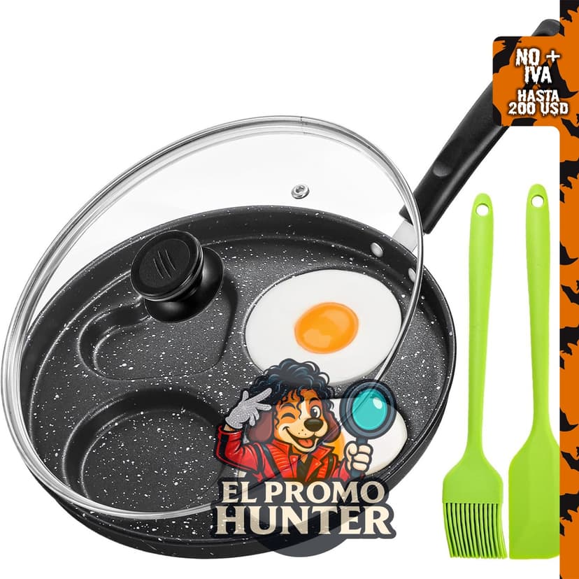 Hiceeden sartén antiadherente para huevos de 4 tazas, compatible con inducción y estufa de gas.