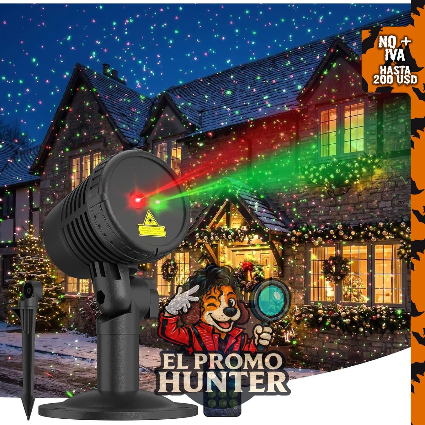 Proyector de luces de Navidad EIUQH, móvil rojo y verde, para exteriores.