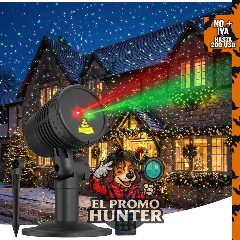 Proyector de luces de Navidad EIUQH, móvil rojo y verde, para exteriores.