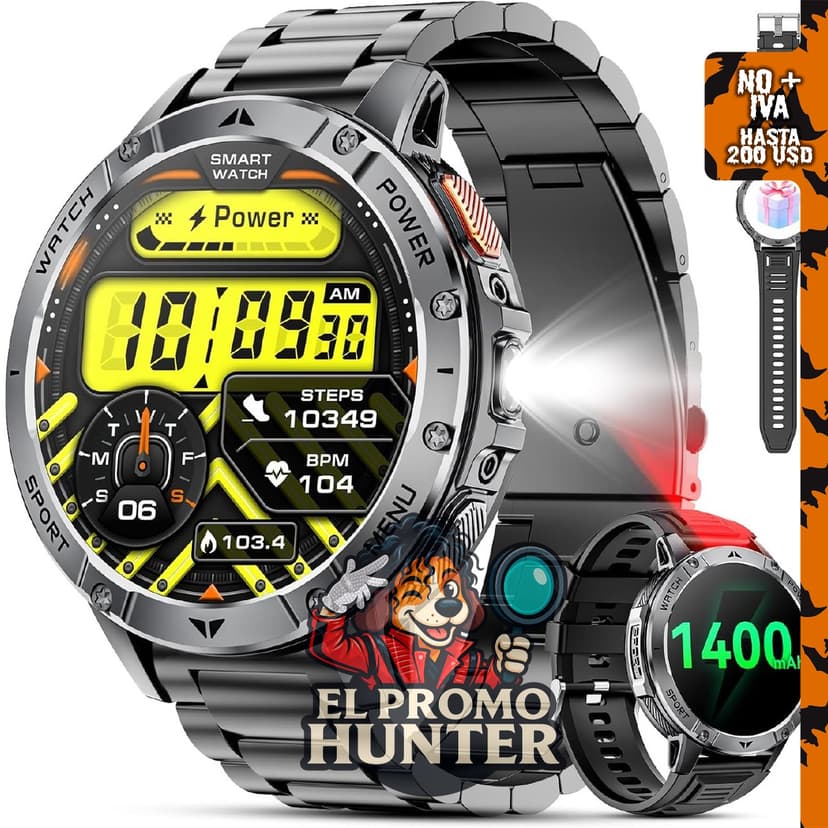 Reloj inteligente militar para hombre de 1.7 pulgadas.