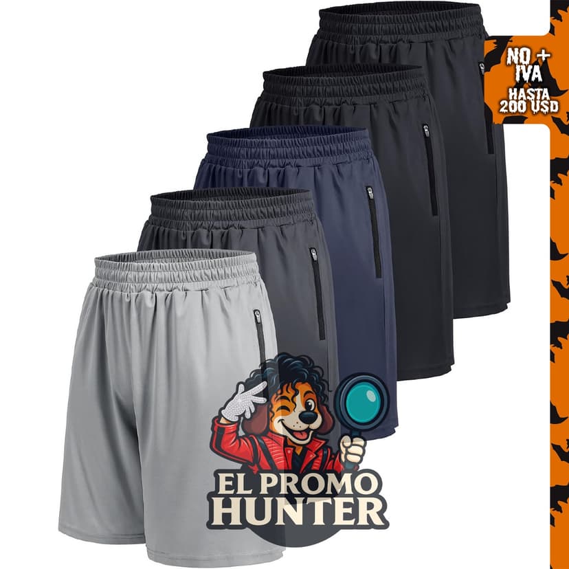 Paquete de 5 pantalones cortos atléticos de baloncesto para hombre.