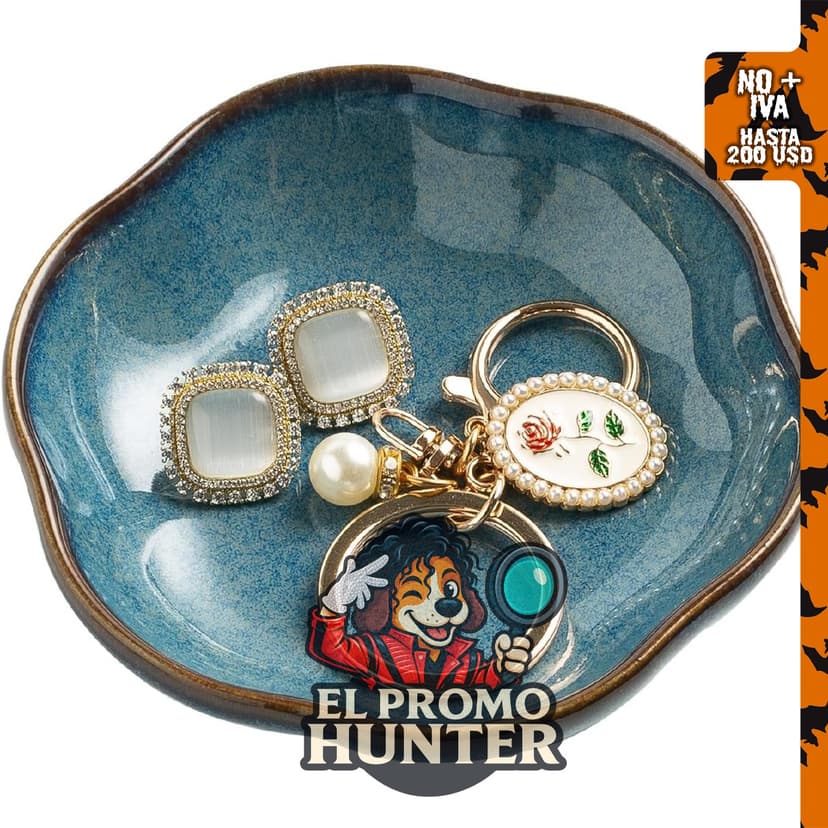 BEUNAIZER Plato de Cerámica para Anillos con Diseño de Flores, soporte decorativo para joyas.