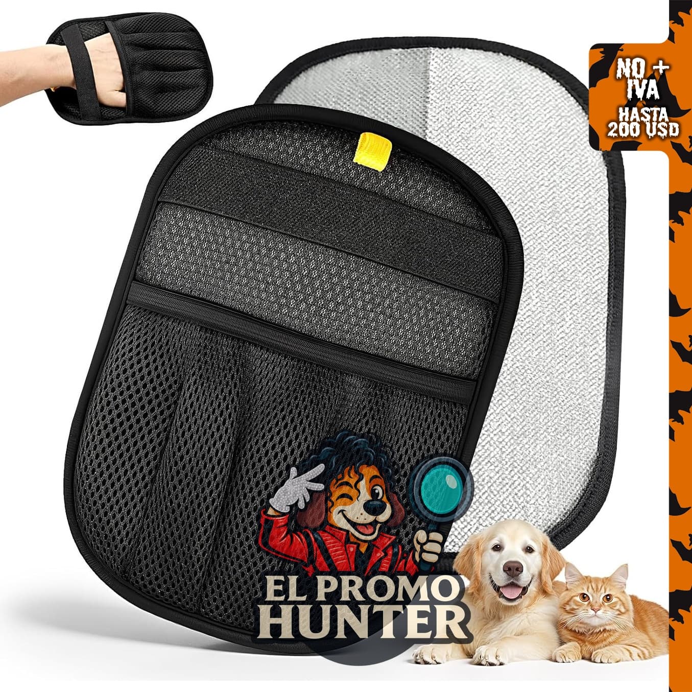 Guante de eliminación de pelo de mascotas EZGGHB, herramienta reutilizable y lavable para el aseo de perros y gatos.