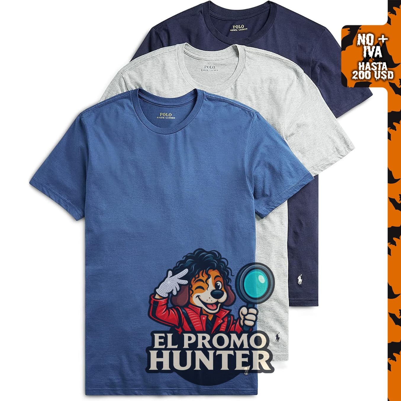 Camisetas de algodón para hombre, paquete de 3, cuello redondo, de POLO RALPH LAUREN.