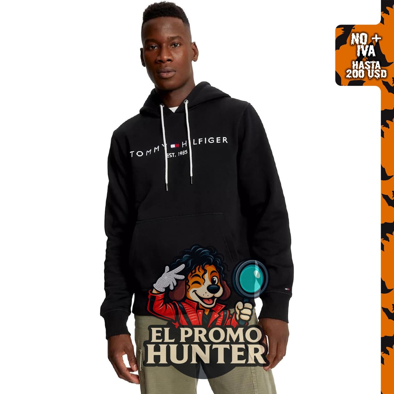 Sudadera con capucha de forro polar Tommy Hilfiger para hombre, colección 2024, talla mediana, color negro.