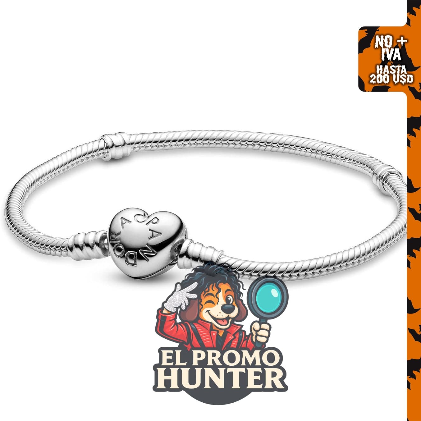 Brazalete de plata de ley Pandora para mujer, ref: 590719-20.