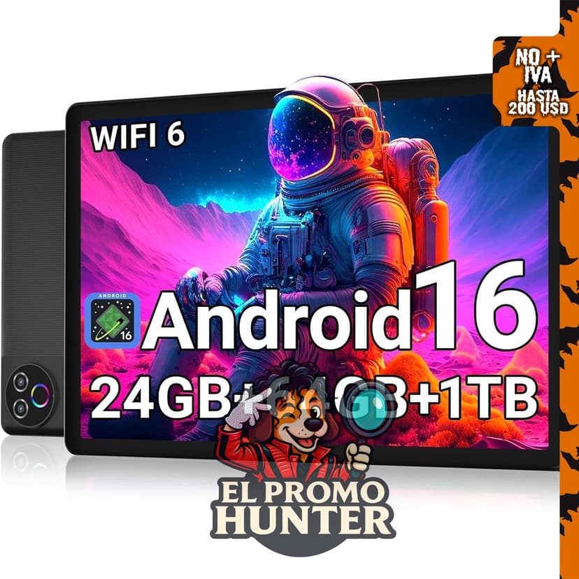 Android 16 Tablet de 10 pulgadas, 24GB RAM, 64GB ROM, capacidad de expansión hasta 1TB, pantalla HD IPS, WiFi 6.