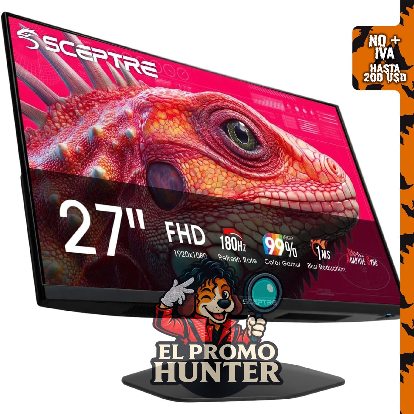 Sceptre Monitor de juegos de 27" (68.6 cm) con DisplayPort x2 y HDMI x2, 180Hz, altavoces integrados.