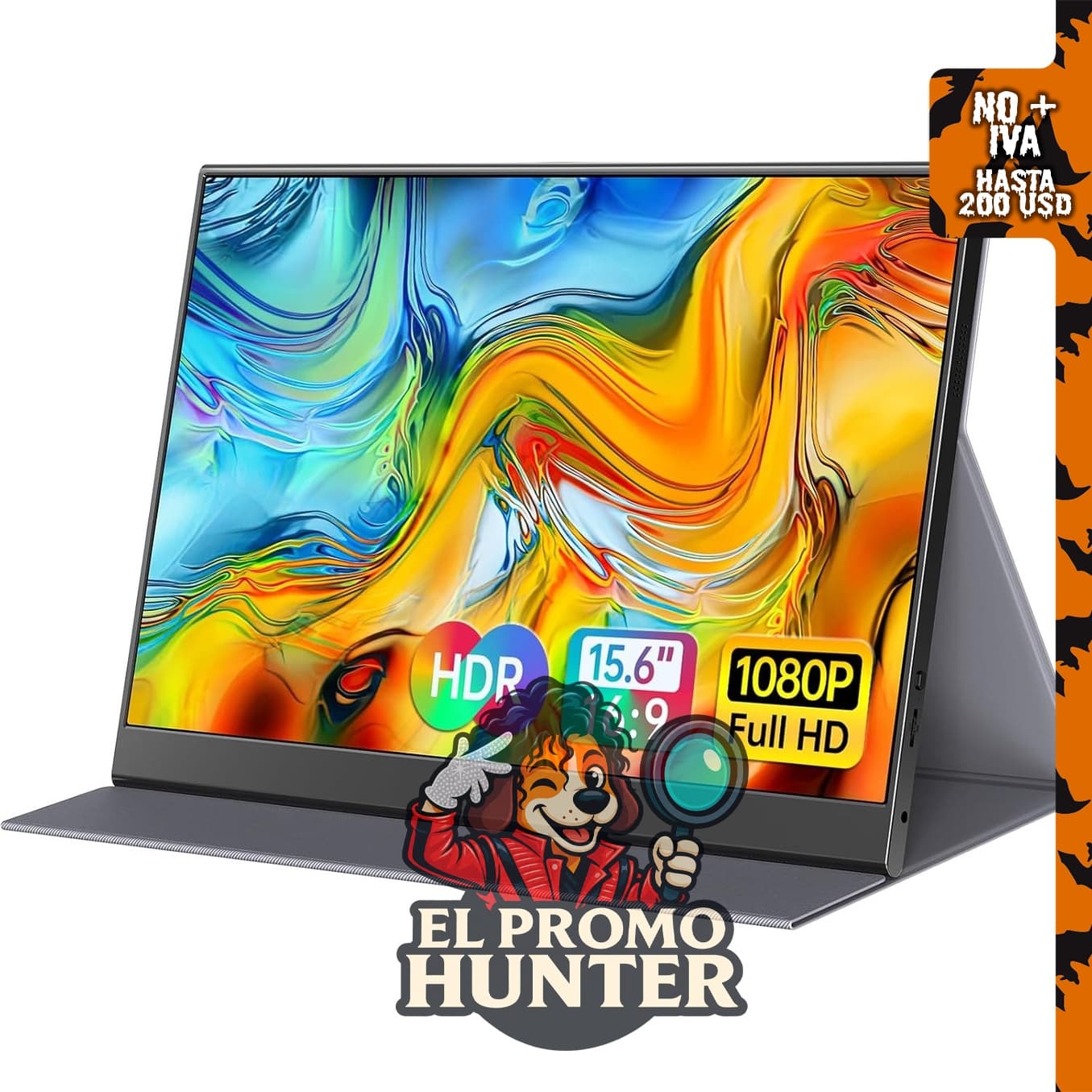 ForHelp Monitor portátil de 15.6" (39.6 cm) 1080P, USB-C y HDMI, compatible con laptop, PC, Mac, teléfonos y consolas.