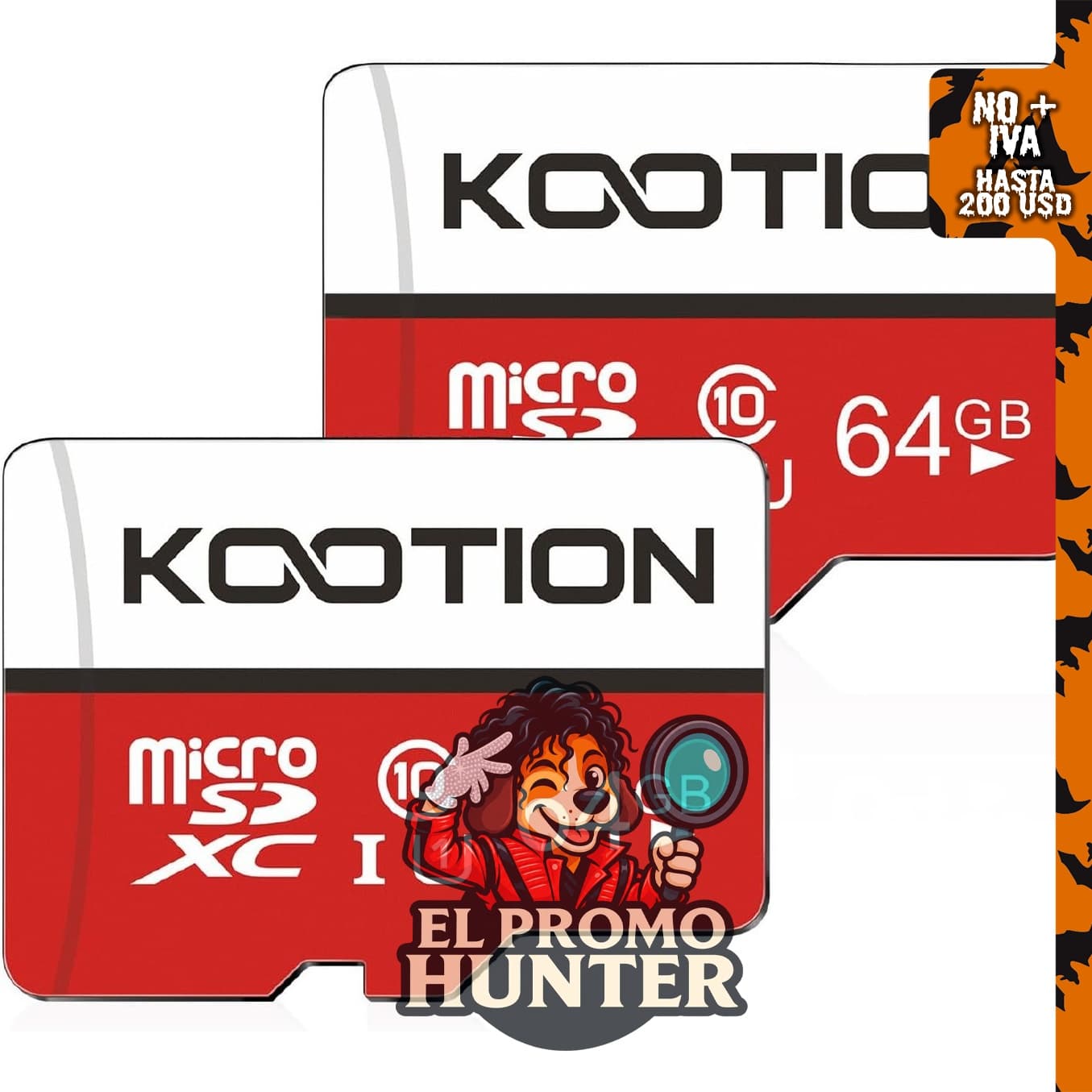 KOOTION Paquete de 2 tarjetas Micro SD de 64 GB, clase 10, UHS-I, con adaptador.