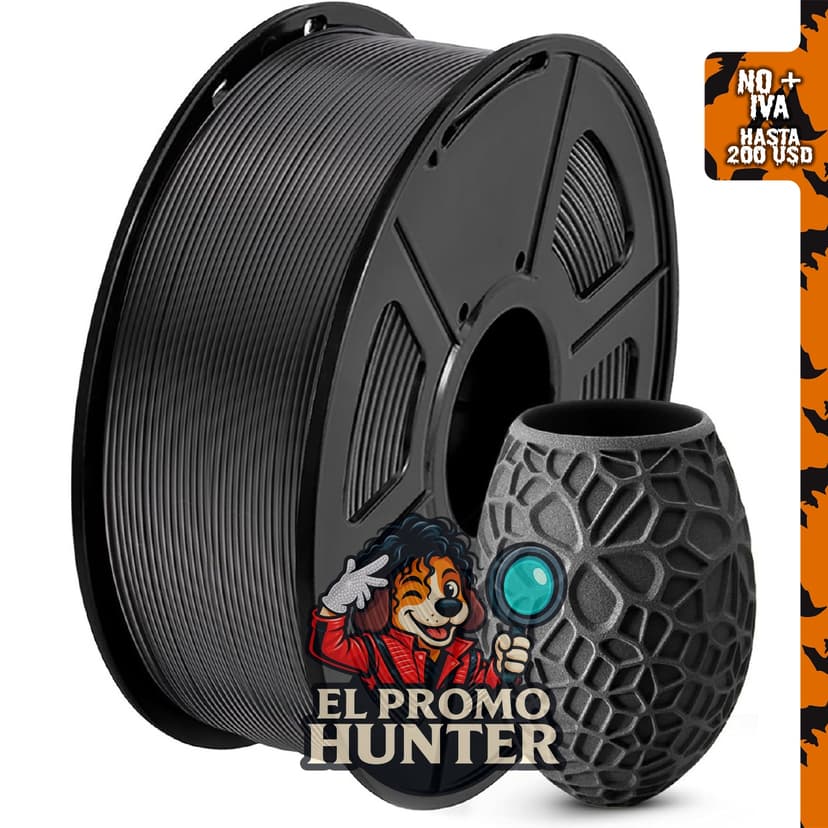 SUNLU Filamento PLA para impresora 3D, color negro, 2.2 lbs (1 kg).