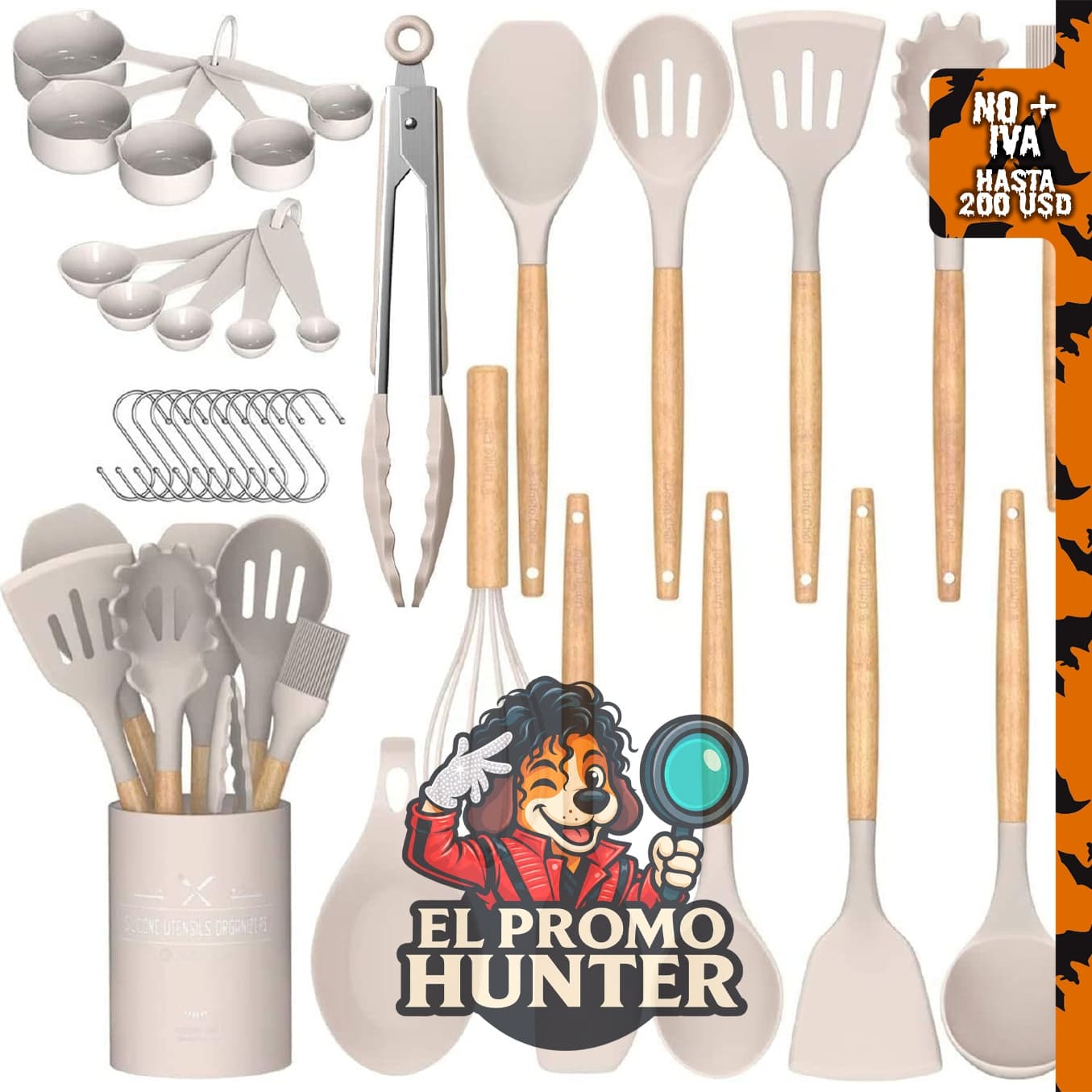 Juego de utensilios de cocina Umite, incluye varios utensilios para cocinar.