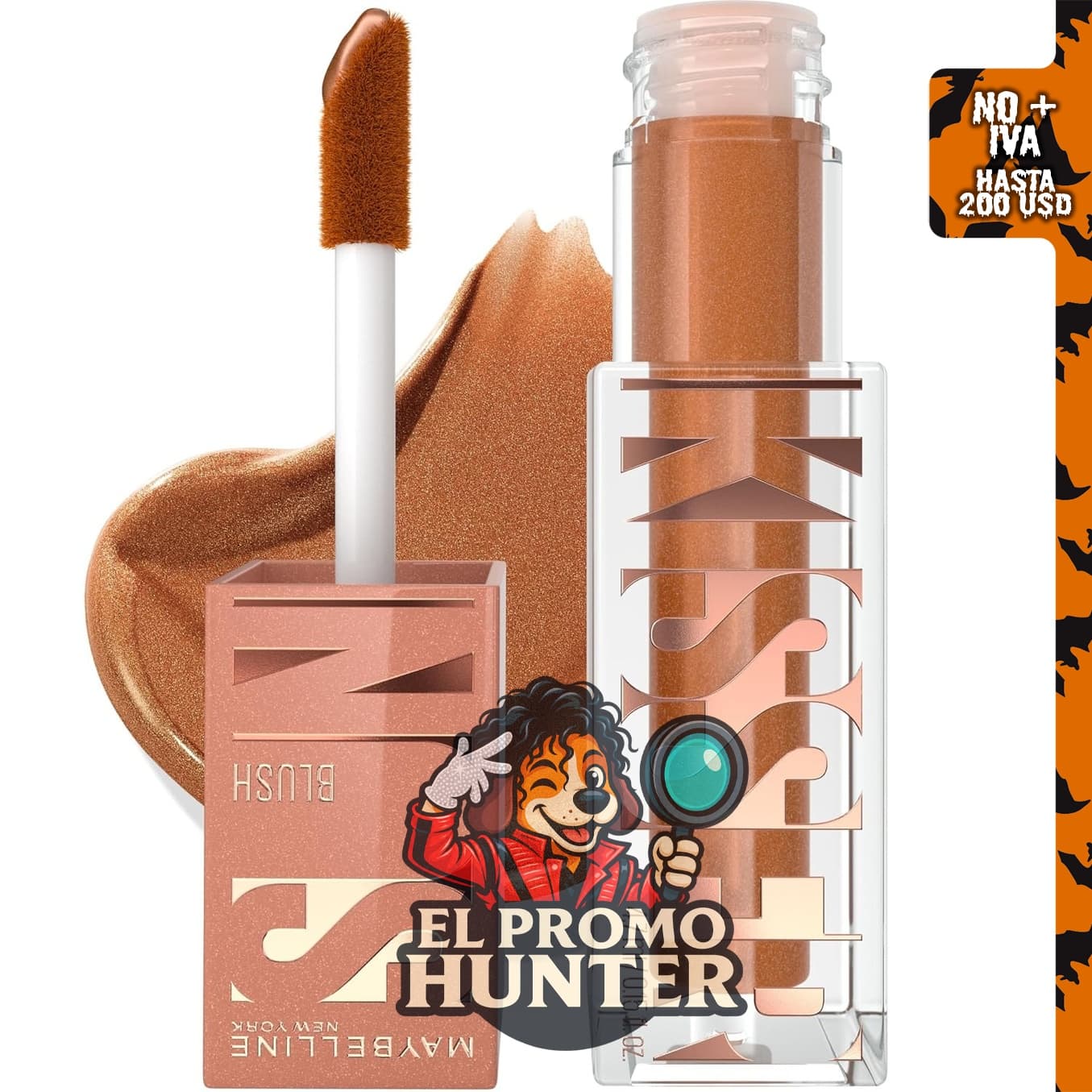 Maybelline Sunkisser Rubor Líquido Multiusos y Bronceador, 1 Unidad, color Electric Bronze.