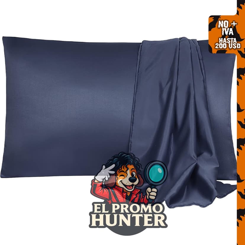 uxcell Paquete de 2 fundas de almohada de satén de seda, tamaño Queen 20 x 30 pulgadas, color azul marino.