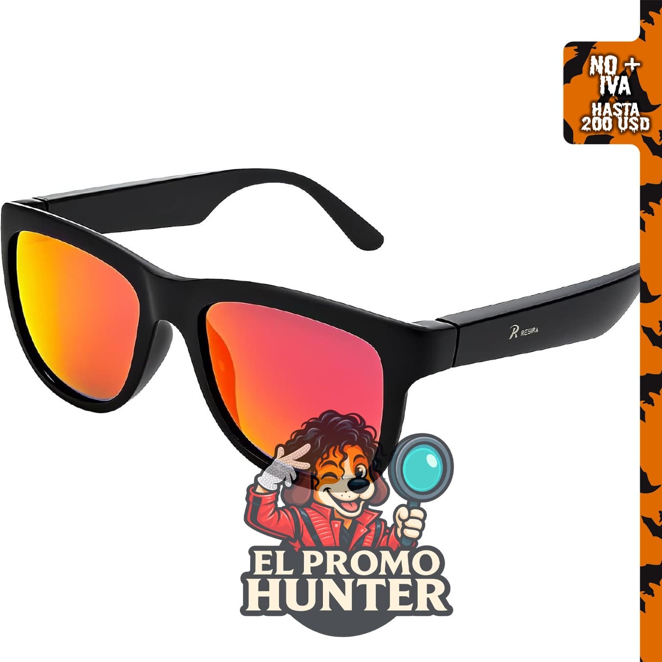 Gafas inteligentes de audio RESIRA con conectividad inalámbrica y protección UV400.