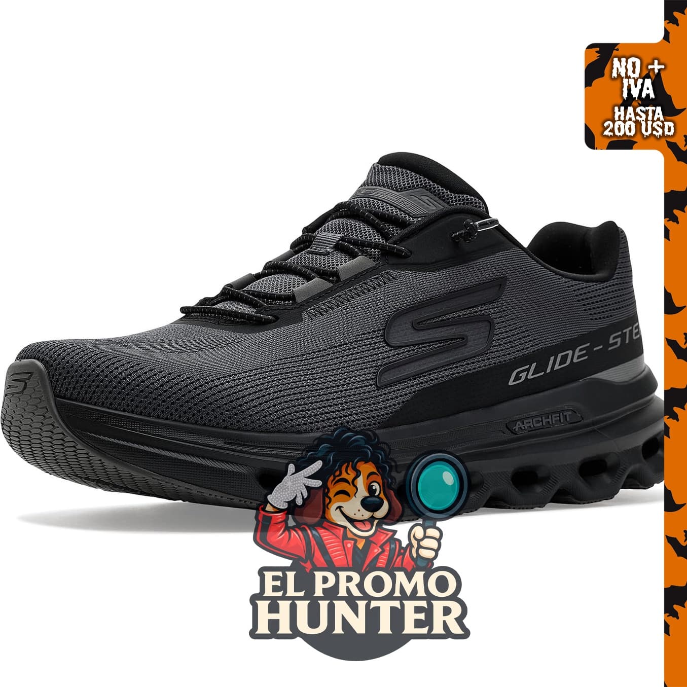Skechers Go Run Glide Step Arch Fit Ackler para hombre, calzado deportivo con soporte de arco.