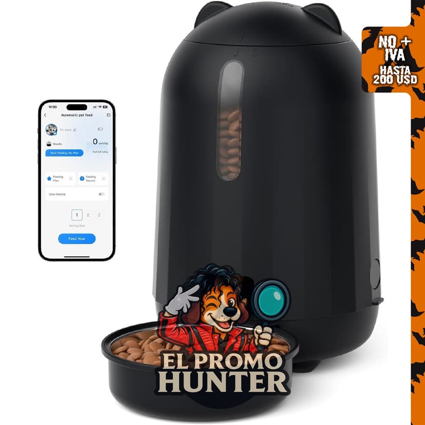 PAPIFEED Comedero automático para gatos con aplicación, dispensador de alimentos de 3 litros para alimentos secos.