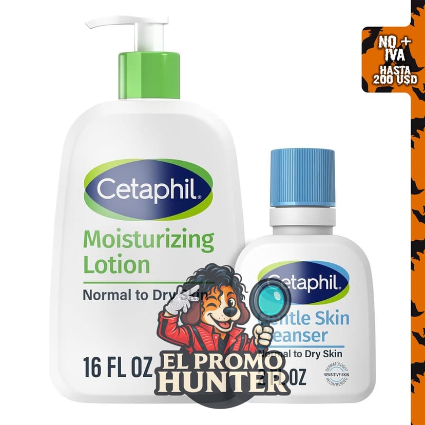 Cetaphil Loción hidratante de 16 oz y limpiador suave para la piel de 2 oz.