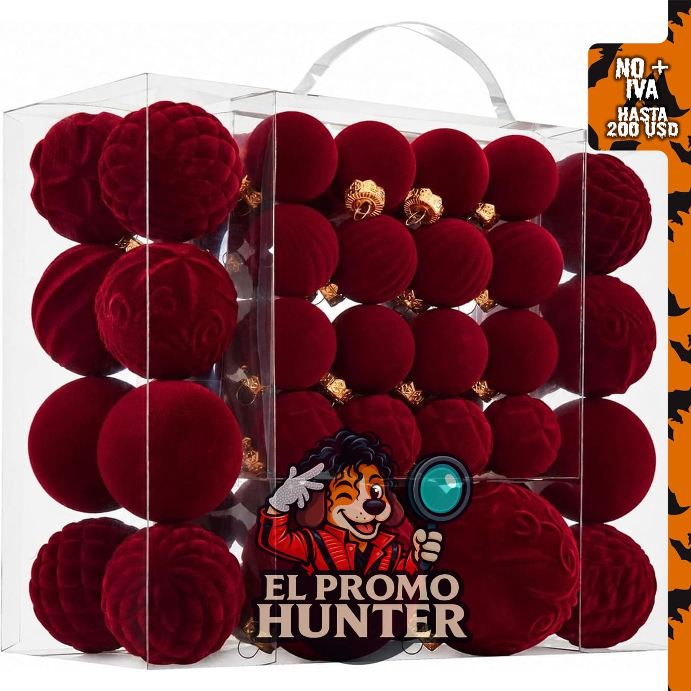 Adornos de Bolas de Navidad de Terciopelo CristBest, juego de 46 piezas irrompibles en 3 tamaños.