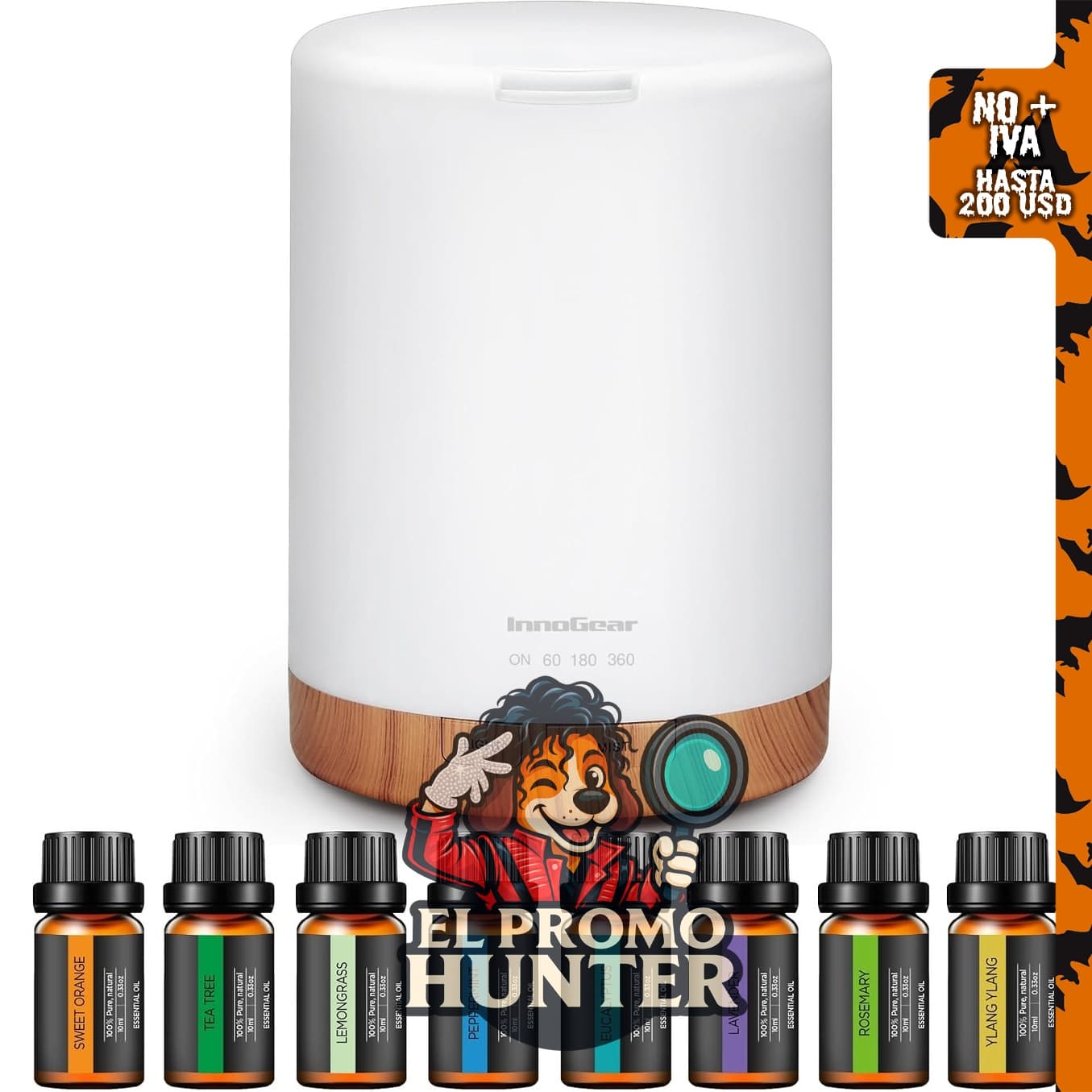InnoGear Difusor de Aromaterapia con 8 aceites esenciales.