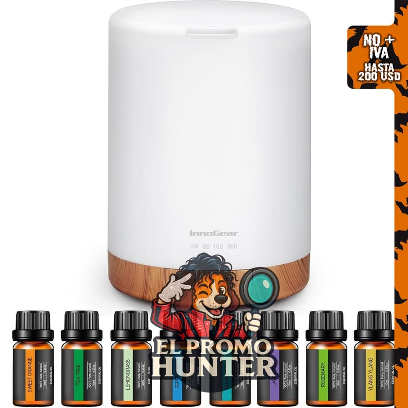 InnoGear Difusor de Aromaterapia con 8 aceites esenciales.