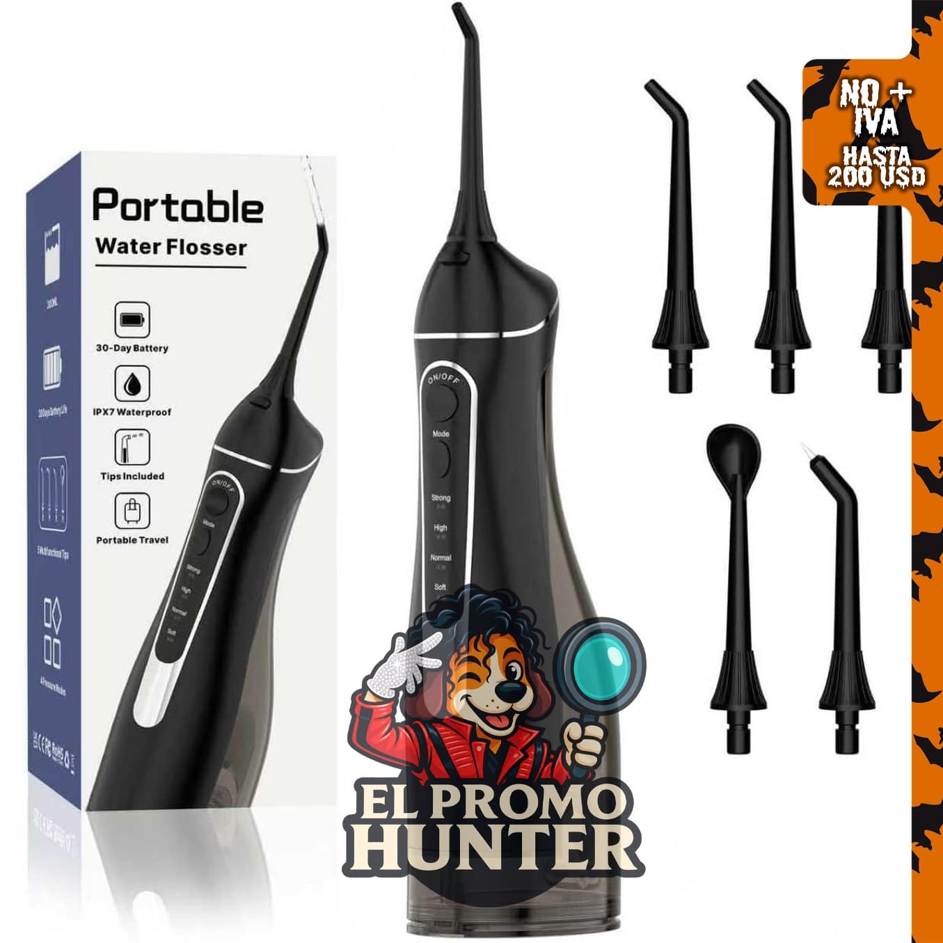 Irrigador de agua portátil inalámbrico Goopick con tanque de 300 ml.