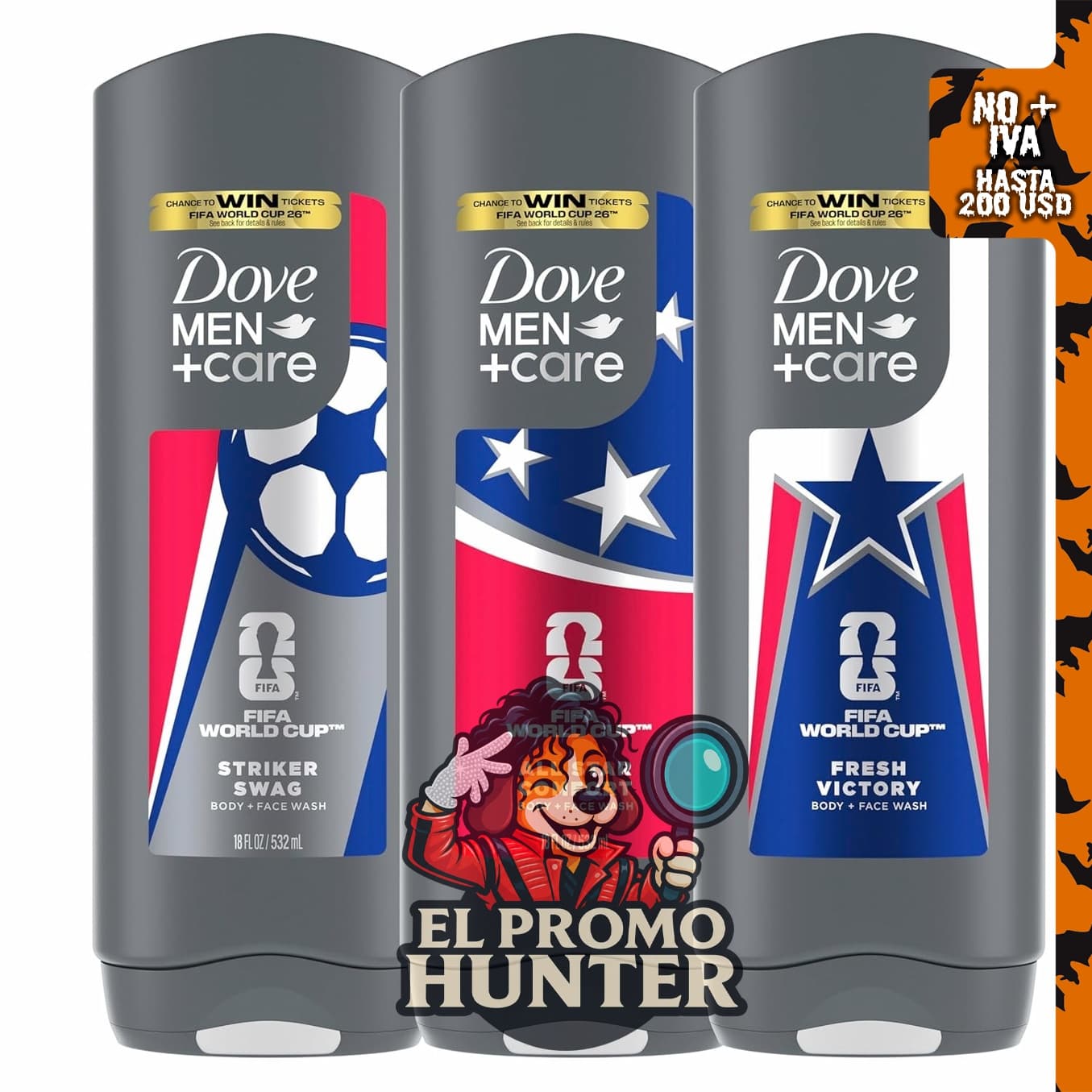 Dove Men Body & Face Wash - Paquete mixto para hidratación de cuerpo y rostro.