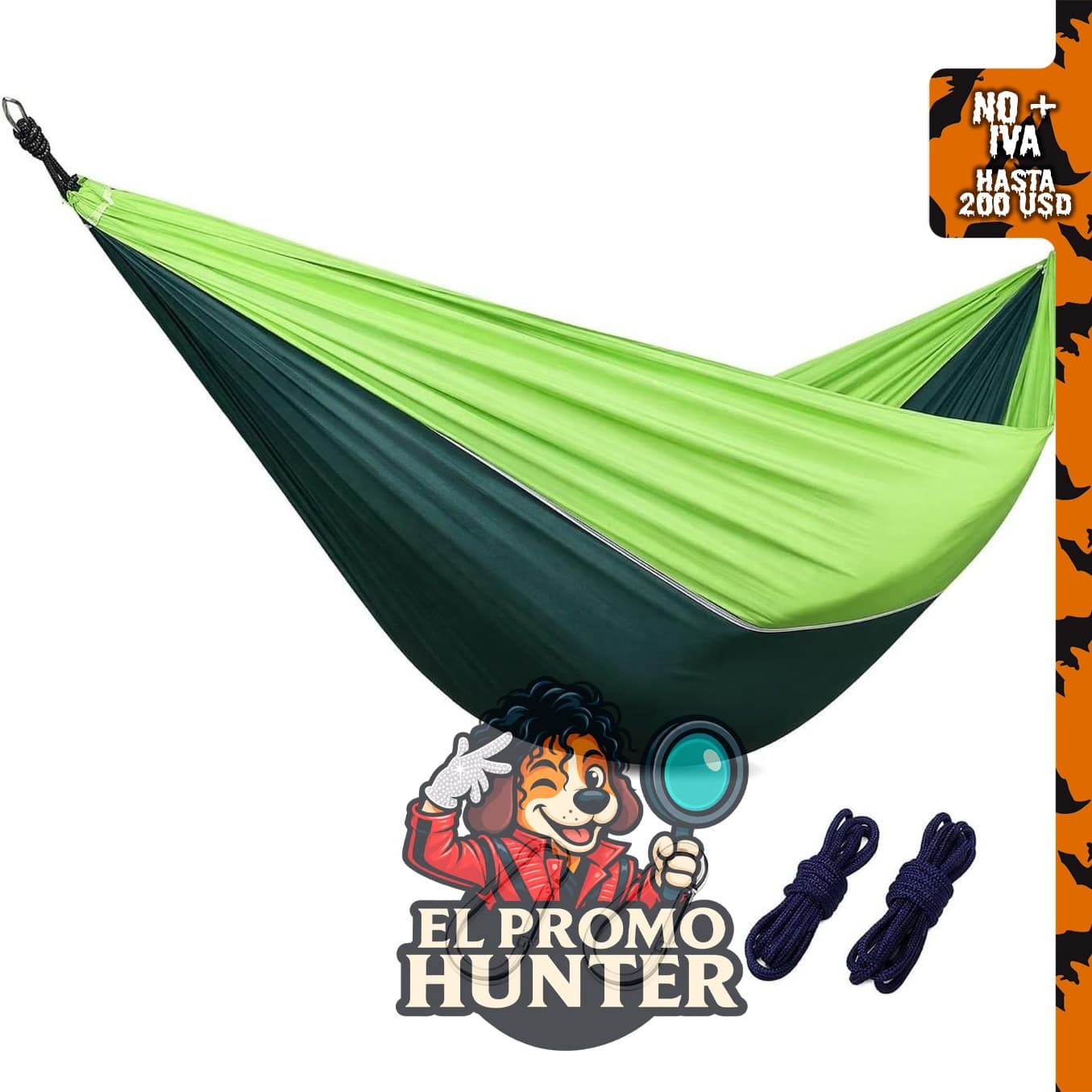 Hamaca de camping para una persona, equipo de camping al aire libre, color verde mezcla.