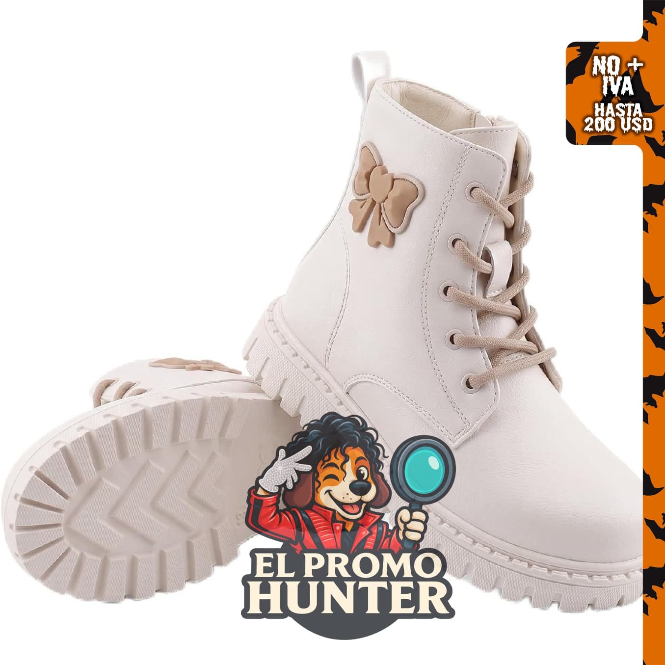 Botas de combate para niñas con detalle de lazo lateral.