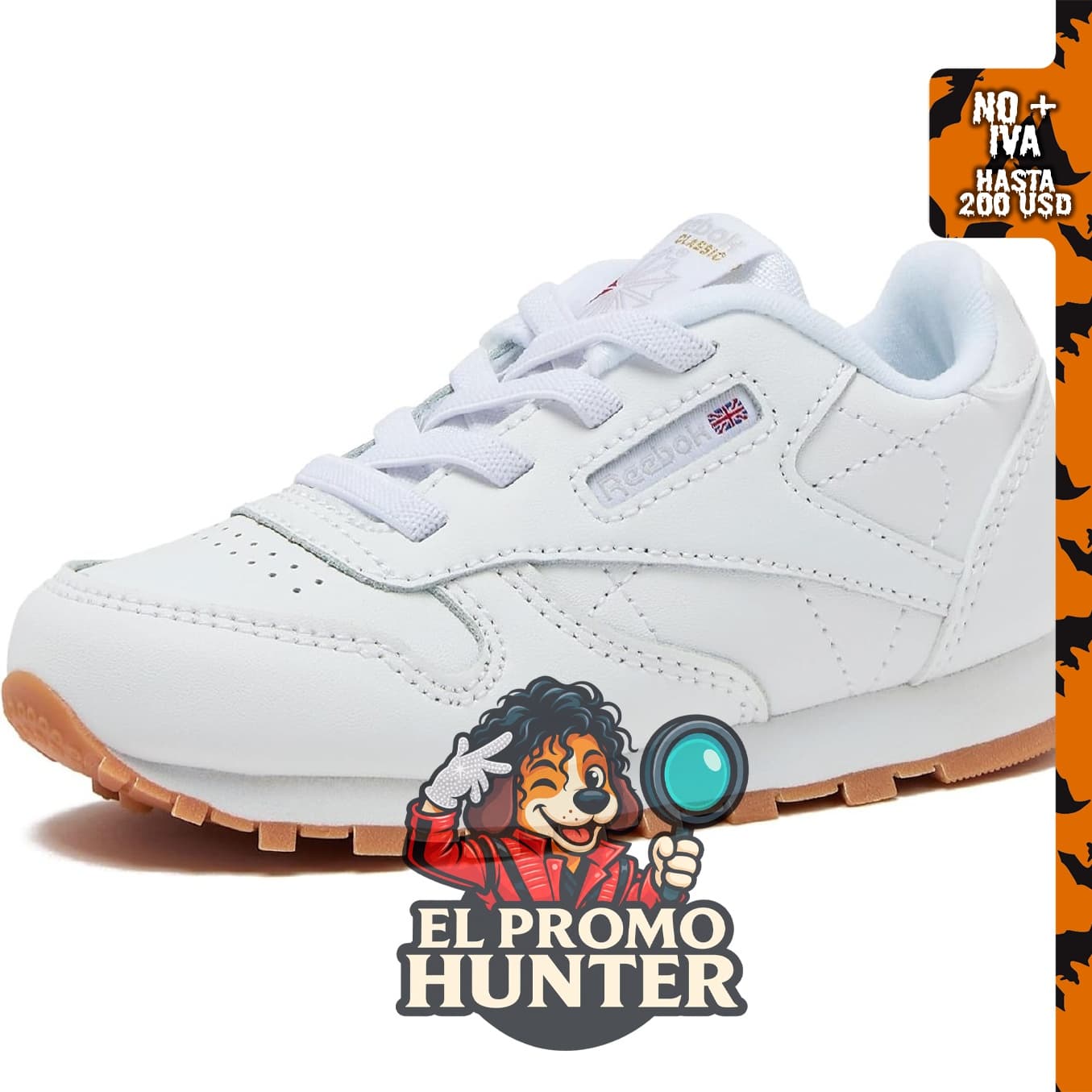 Reebok Zapatos clásicos de cuero para niños, disponibles en tallas para niños pequeños y grandes.