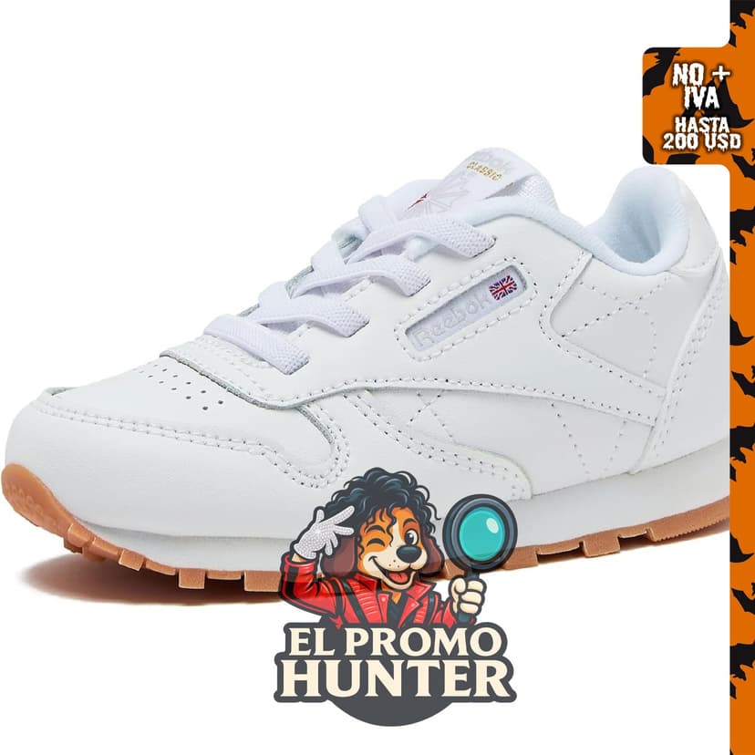 Reebok Zapatos clásicos de cuero para niños, disponibles en tallas para niños pequeños y grandes.