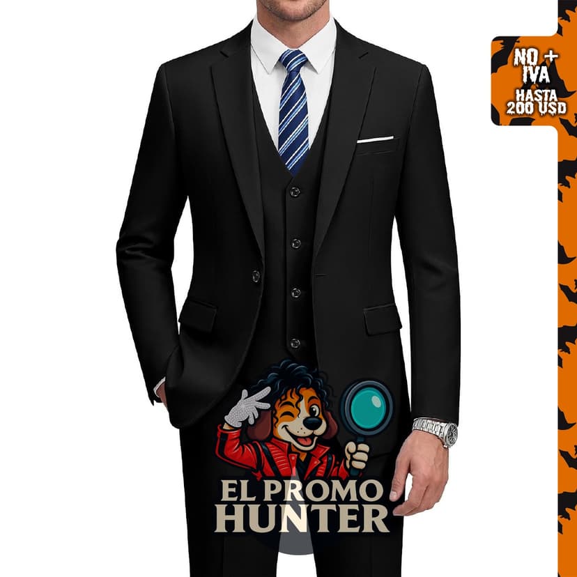 WULFUL Traje de hombre de corte ajustado de 3 piezas, incluye chaqueta, chaleco y pantalón.